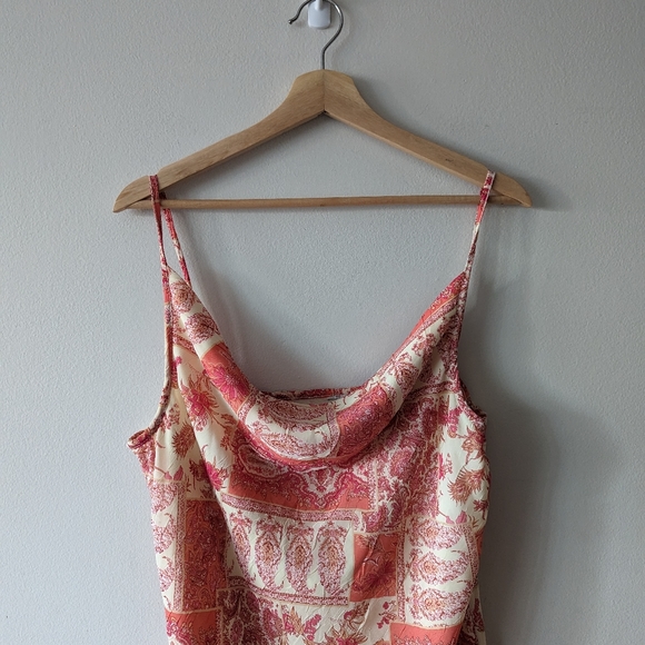 Vintage cowl neck patchwork and paisley print midi dress - Picture 2 of 5